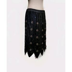 TINA 100% Silk Midi Skirt Sz Medium Witchy Whimsigoth Dark Fairy Beaded Grunge